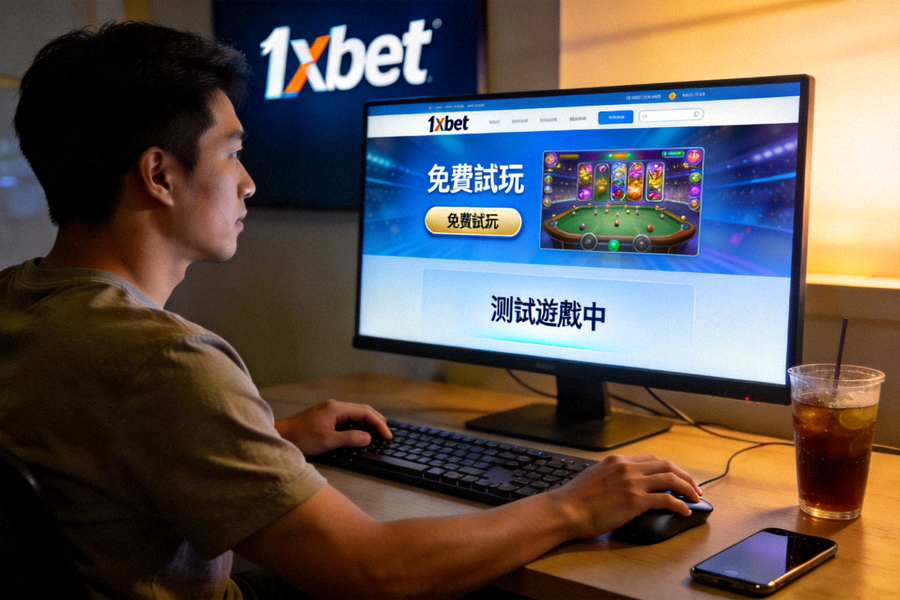 台灣玩家在 1xbet 平台上使用免費試玩模式測試遊戲的畫面示意